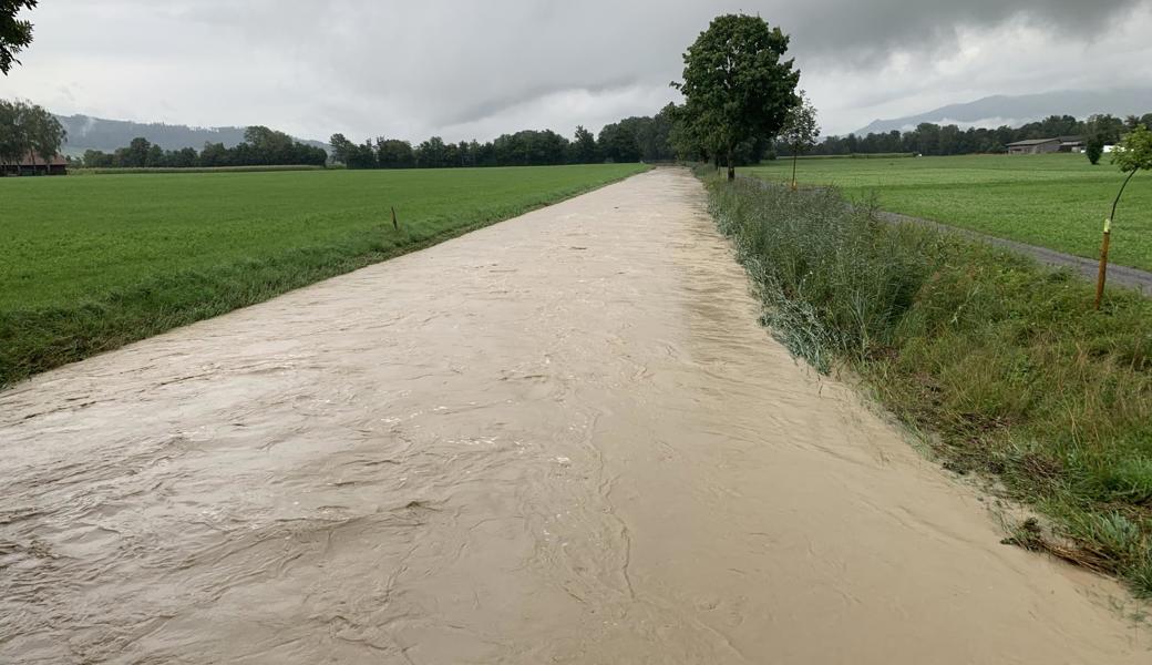 Die Rietach war kurz vor dem Überlaufen.