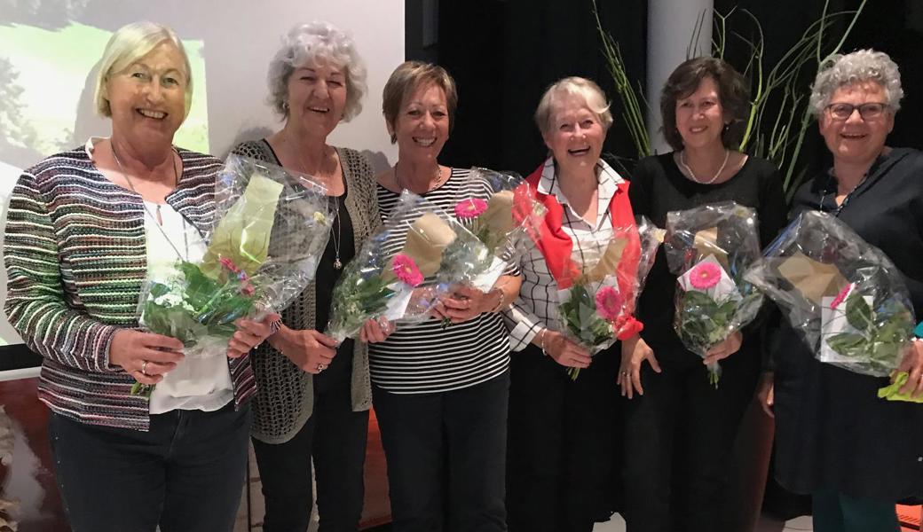 Die Jubilarinnen (v. l.) Jeannette Nüesch, Angie Fetz, Marlies Zoller, Renate Weber, Monika Feierabend und Carole Frei.