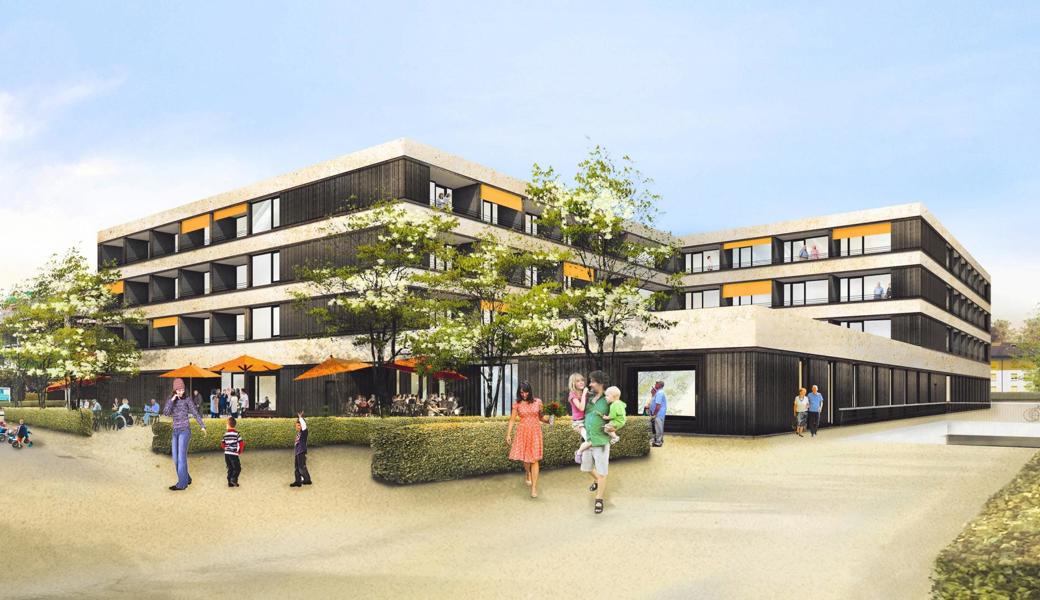 Diese Visualisierung zeigt den geplanten Neubau des Alters- und Pflegezentrums Widnau.