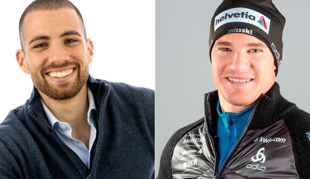 Kariem Hussein (links) und Dario Cologna kommen an den Rhema-Sportdialog.