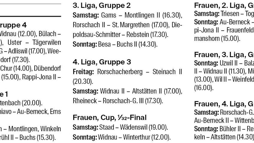 Diese Fussballspiele stehen an diesem Wochenende auf dem Programm. Draufklicken zum Vergrössern!