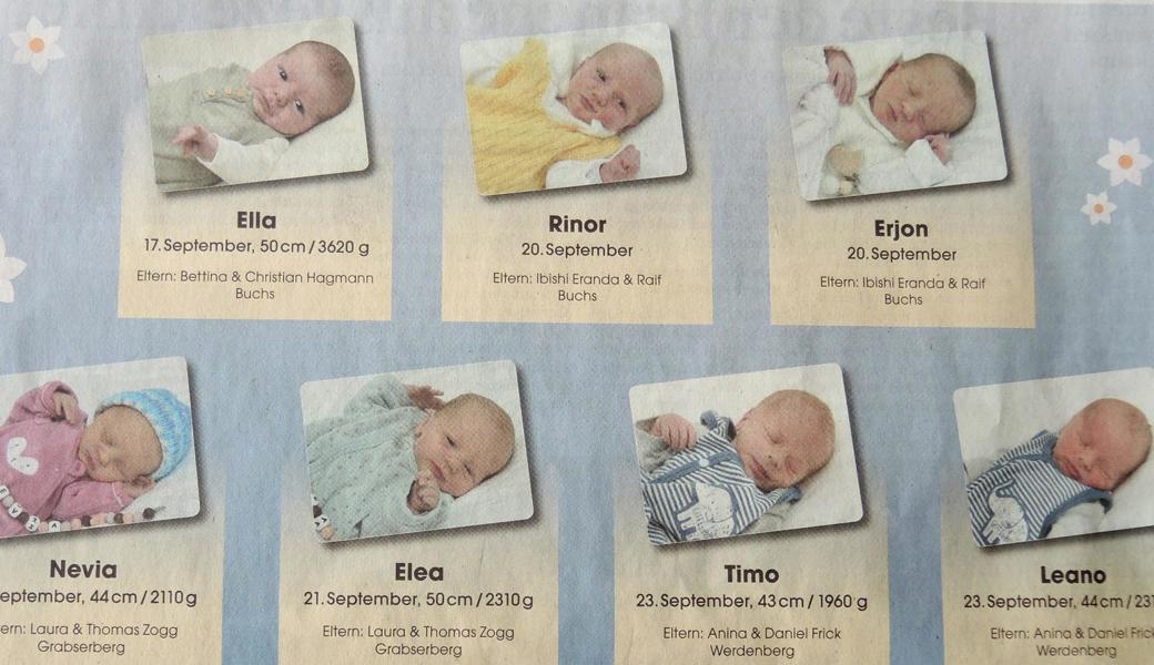 Am Spital Grabs kamen zwischen dem 20. und dem 23. September dreimal Zwillinge zur Welt. 