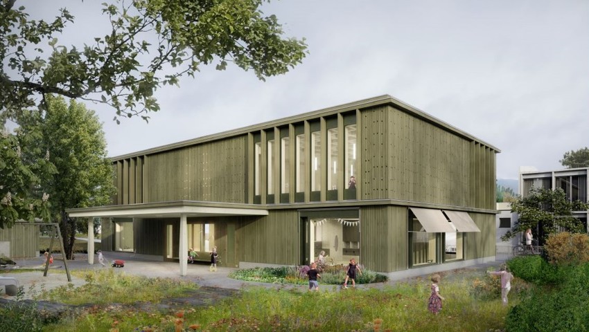 Der vom Architekturbüro Tom Munz in St. Gallen entworfene Doppelkindergarten mit Musikzentrum kann gebaut werden.