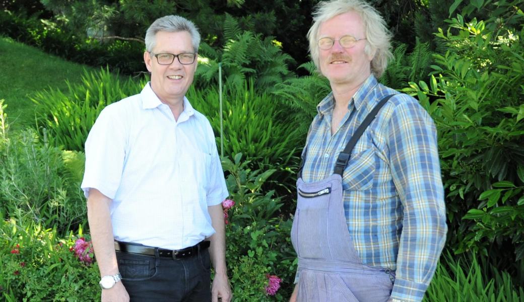 Stephan Wüthrich, OK-Präsident des Jubiläumsfestes (links) und Bruno Kobel, Präsident der LG Aussertobel.