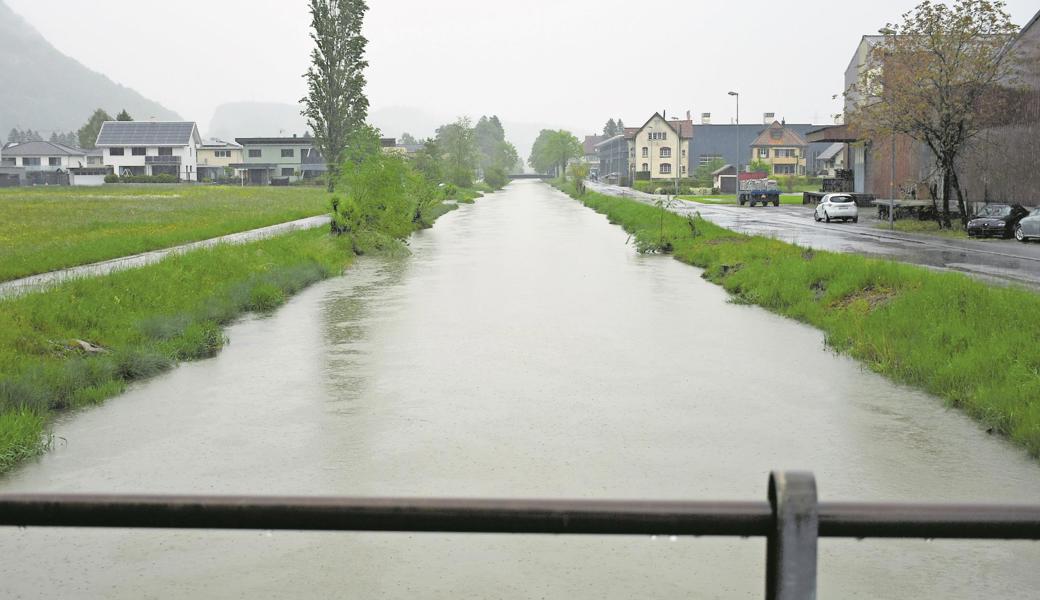 Gestern Nachmittag war der Binnenkanal-Pegel in Rüthi zwar hoch, Überschwemmungsgefahr aber bestand nicht.