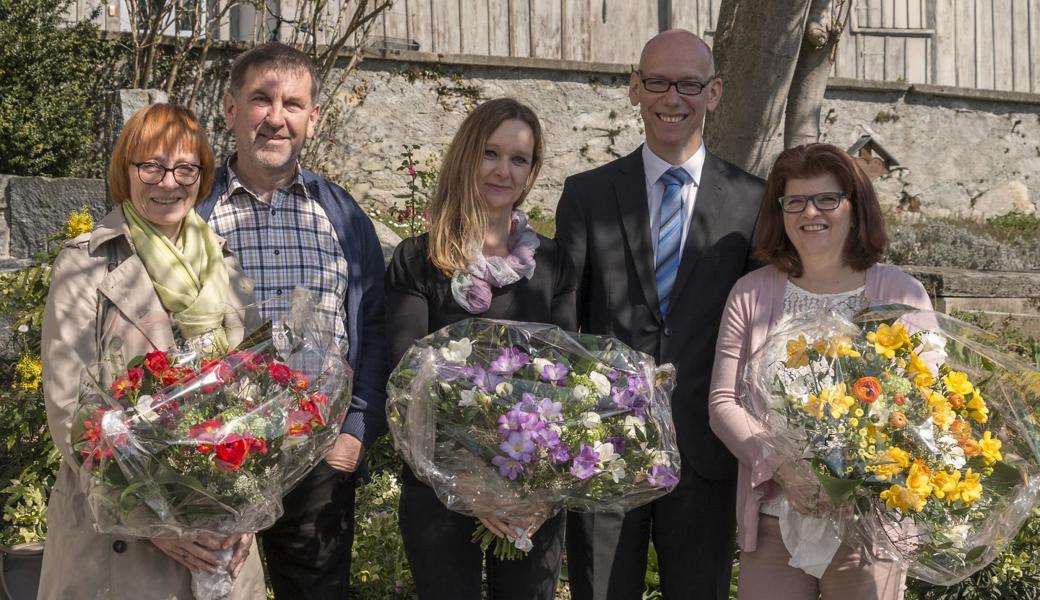 An der Kirchbürgerversammlung (v. l.): Manuela Ferrari, Kurt Halter, Esther Mattle, Marcel Kuster, Monika Schafhäutle.