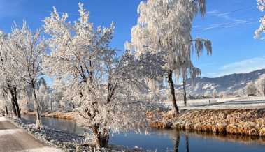 Eiskristalle glitzern in der Sonne: Der Neujahrsmorgen zeigte sich von seiner schönsten Seite