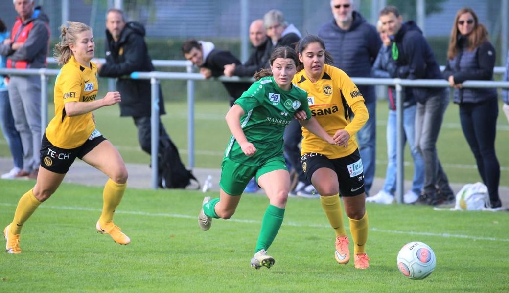 Das Super-League-Team des FC St. Gallen-Staad (im Bild gegen YB) musste in Worb hart kämpfen, um zu gewinnen.