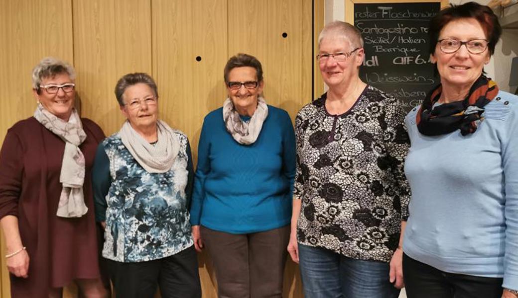  Joli Büchel (v. l.), Lydia Gächter, Dorli Kness, Astrid Steiger und Anita Schmid finden Einzug ins Protokoll der HV 2020.