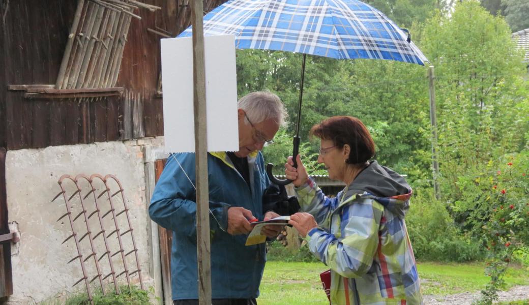 Talon abstempeln unter dem Regenschirm