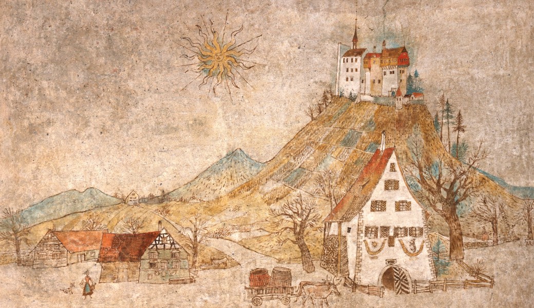 Das Originalgemälde von Alois Carigiet mit Bernecker Motiv ist nun öffentlich zu sehen