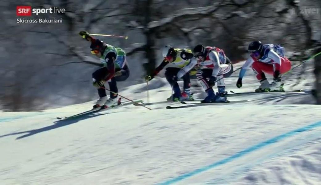 Marc Bischofberger (hinten) scheiterte im Halbfinal an den Kanadiern Brady Leman und Jared Schmidt.