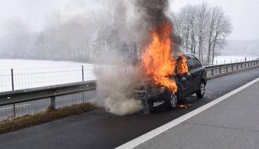 Auto brannte auf A13 komplett aus