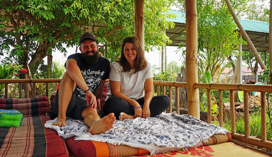 Marco Spirig und Anja Hasler während des Lockdowns in Laos. 