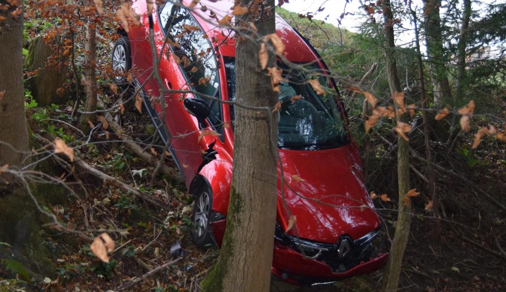 Eines der am Unfall beteiligten Autos wurde erst durch Bäume gebremst.