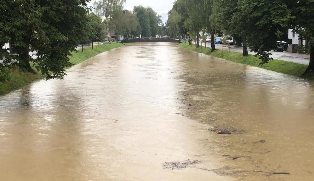 Der Rheintaler Binnenkanal vermochte die Wassermassen zu bewältigen. Hier in Widnau.