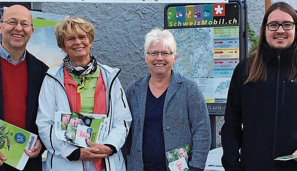 Von links: Pietro Vernazza (National- und Ständeratskandidat), Margrit Kessler (Alt-Nationalrätin), Bea Schaefer (Rheintaler Nationalratskandidatin), Ramon Waser (Mitglied der Geschäftsleitung der glp). 