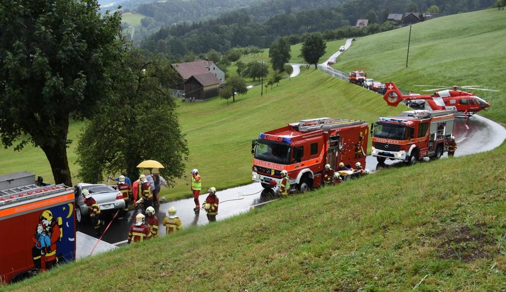 Der Fahrer wurde im Auto eingeklemmt und schwer verletzt.