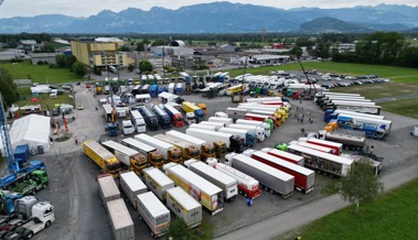 Teilnehmerinnen und Teilnehmer des Brummi Treffs liessen Open-Air-Stimmung aufkommen