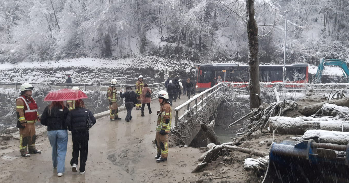 The public was evacuated at the Konrad Sohm in Dornbirn after the landslide