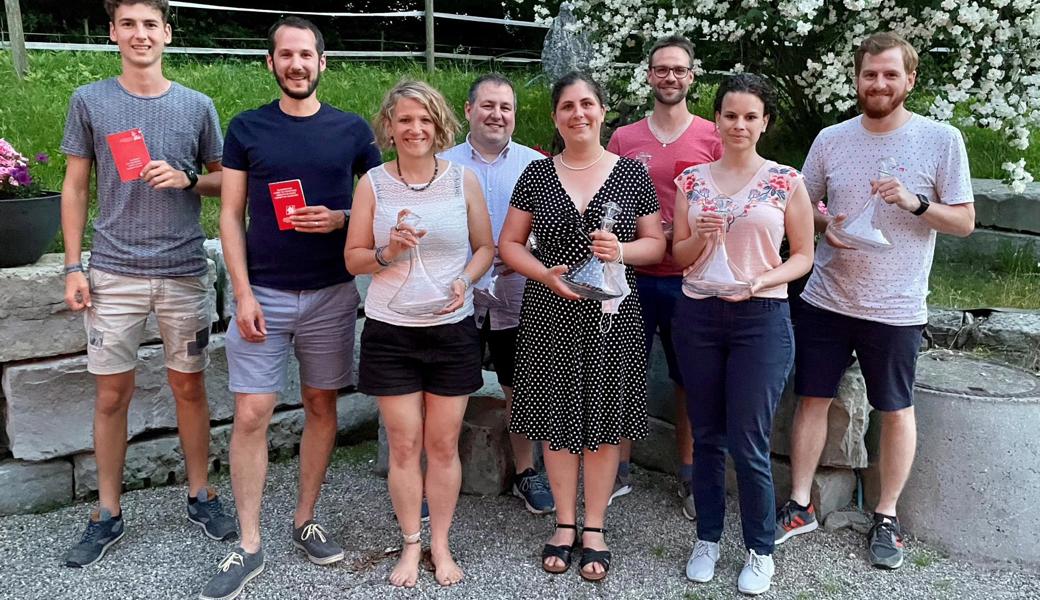 Jan Alder, Stefan Walser, Andrea Graber, Stefan Gerster, Dajana Städler, Pascal Baumgartner, Tabea Waser, Fabian Seitz (von links).