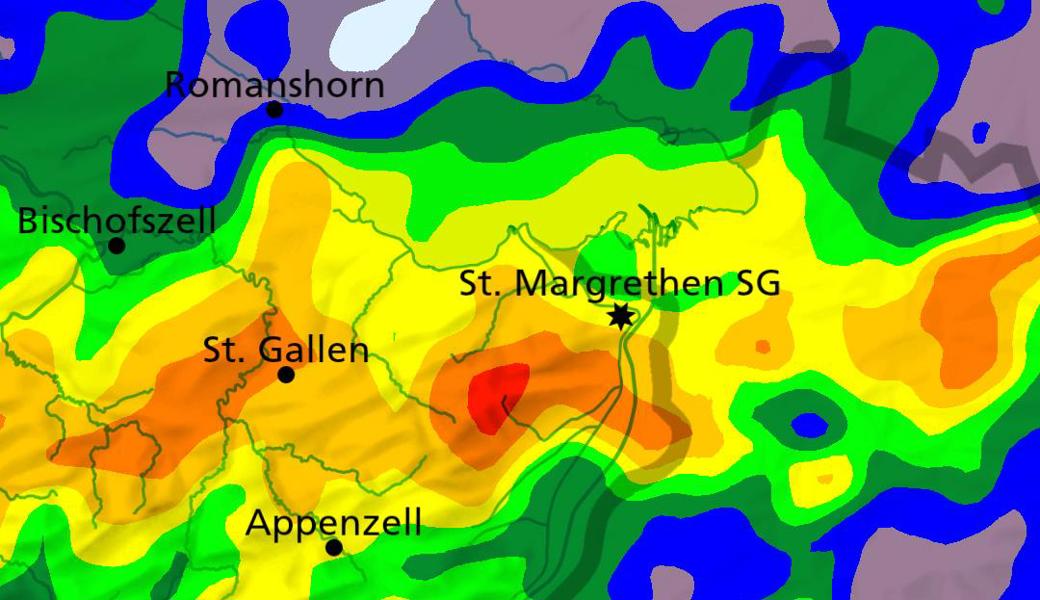 Prognose des Regensradars zum Niederschlag gegen 3 Uhr am Mittwochmorgen.
