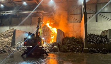 Schnell gelöscht: Brand im Rheinecker Recyclingwerk