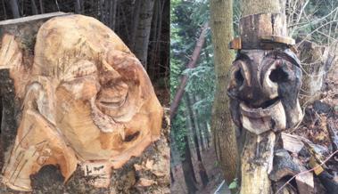 Vandalen zerstören Holzskulpturen am «Hexenwegli» in Husen