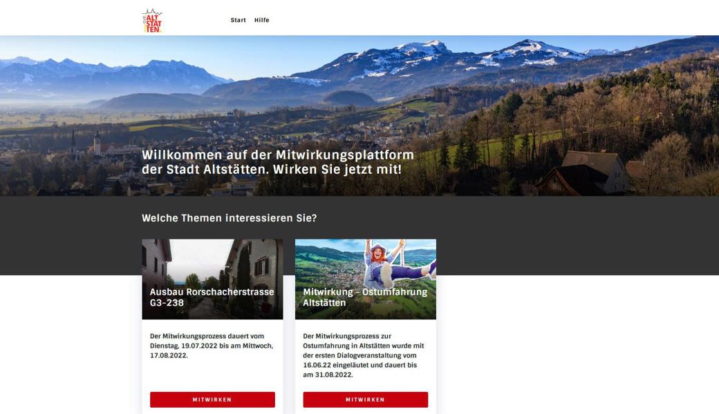 An den Mitwirkungsprozessen zu Projekten der Stadt Altstätten kann man online auf https://mitwirken-altstaetten.ch Eingaben machen - oder aber auch auf Papier.