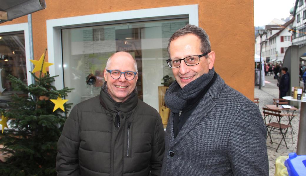 Daniel Weder (links) vom Unternehmerforum und Rheinecks neuer Stadtpräsident Urs Müller.