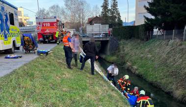 Wegen eines Hundes: E-Bike-Fahrer stürzt in Bach und muss ins Spital