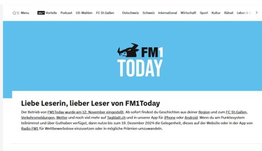 FM1Today ist Geschichte: CH Media hat der Newsplattform per sofort den Stecker gezogen