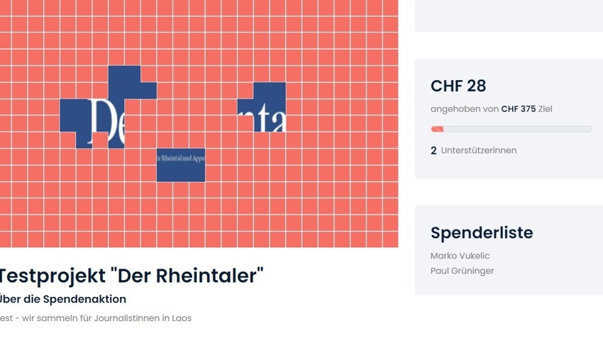 Dies ist ein Beispiel dafür, wie die Spendenplattform funktioniert.