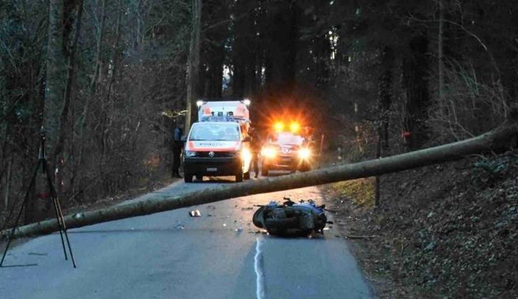 Die Töfffahrerin kollidierte mit dem Baum.