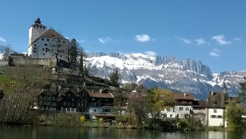 Am Fusse des Werdenberger Sees mit Blick auf das Schloss.