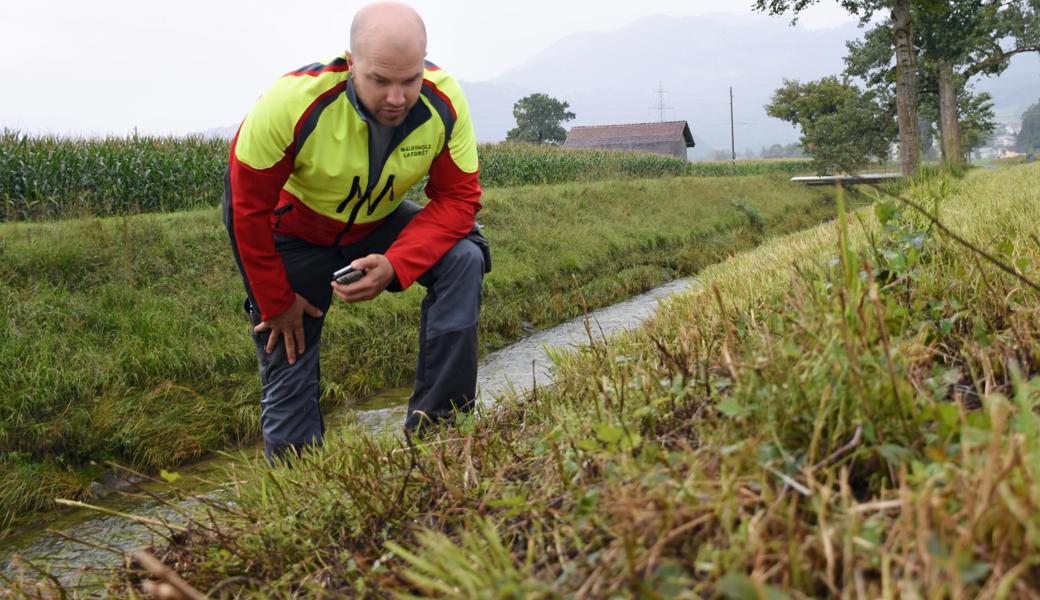 Patrick Knür, Meliorationsmitarbeiter, hat mehrfach nach dem Mähen nach den Kleinlebewesen gesehen und sie fotografiert. Wer die neue Mähmaschine der Melioration der Rheinebene in Aktion sehen möchte, kann mit der «Xtend-App» das Bild scannen. 