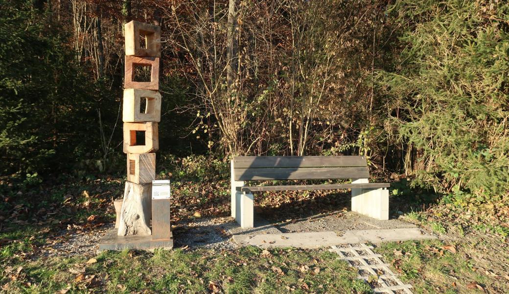 Die  geflickte Wegmarke ist zurück an ihrem Platz in der Nähe des Werkhofes in Balgach.