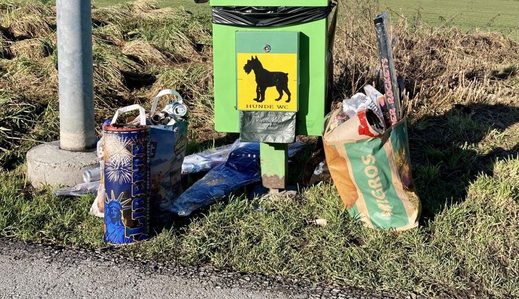 Nicht überall, aber vielerorts wurden die Feuerwerksabfälle gesammelt und bei «Abfalleimern» deponiert.  