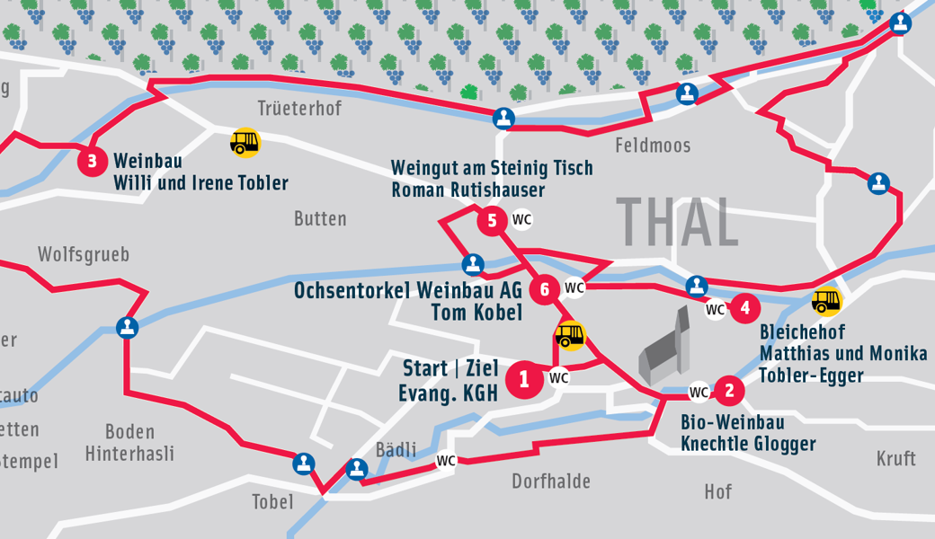 Der kulinarische Rundweg durch Thal ist ausgeschildert.