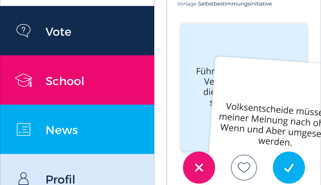 Screenshot der App «votenow» 