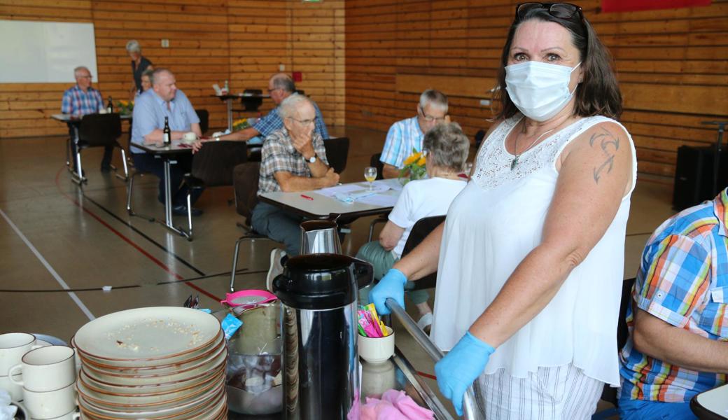 Maskenpflicht für die Brunch-Helfer.