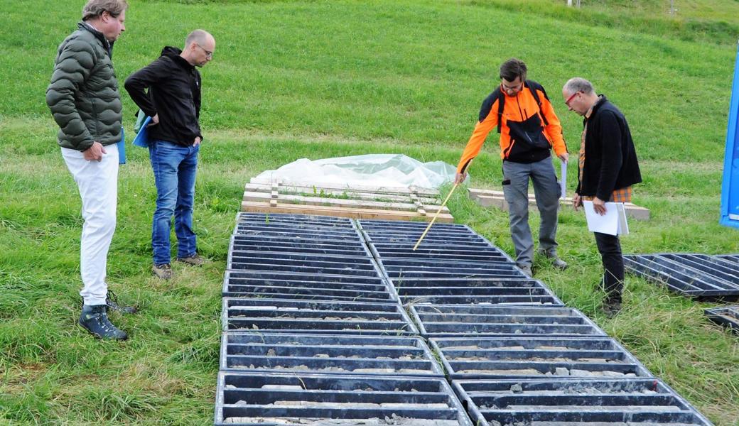 Die Proben zeigen, in welcher Tiefe welches Gestein vorherrscht.