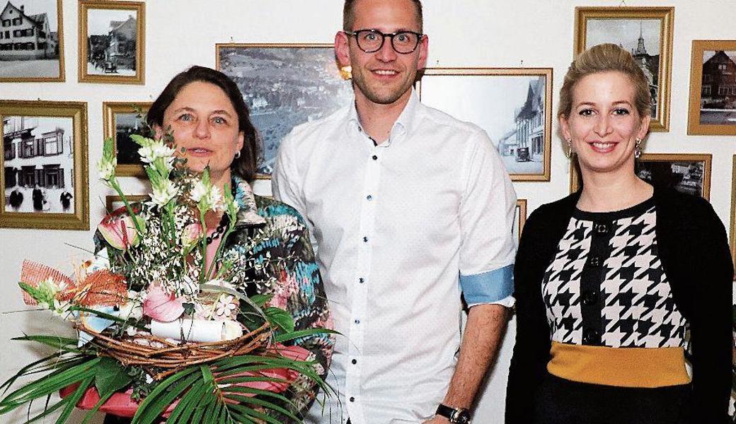 Prägten die HV 2019: (v.l.) Karin Jann (Rücktritt aus dem Vorstand), Benno Köppel (Vizepräsident und neu verantwortlich für den Familienkalender) und Claudia Graf (Präsidentin girema).Bild: pd