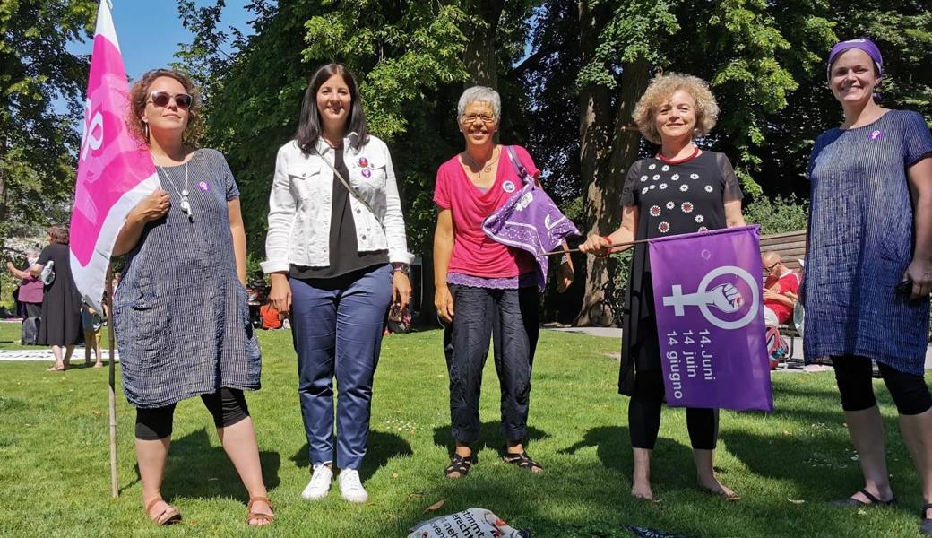 Setzen sich ein: Karin Hasler, Laura Bucher, Antonia Federer, Edith Hasler und Michèle Zutter.