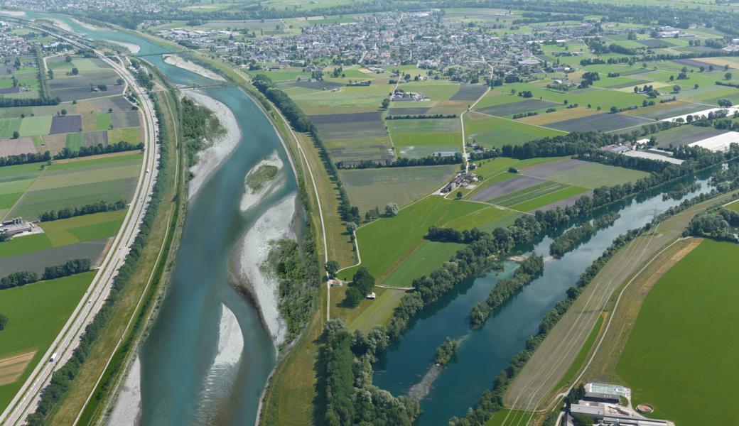 Visualisierung der Projektingenieure für den Rhein bei Diepoldsau.