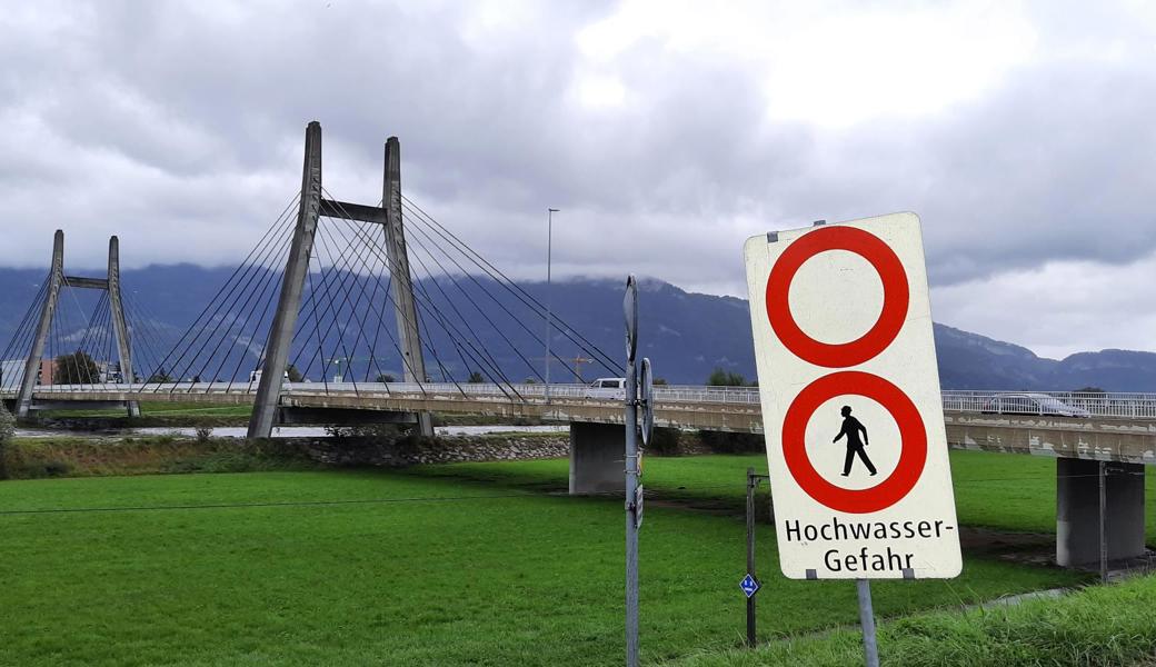 Den höchsten Pegelstand bei Diepoldsau erwartet das Rheinunternehmen gegen Abend.