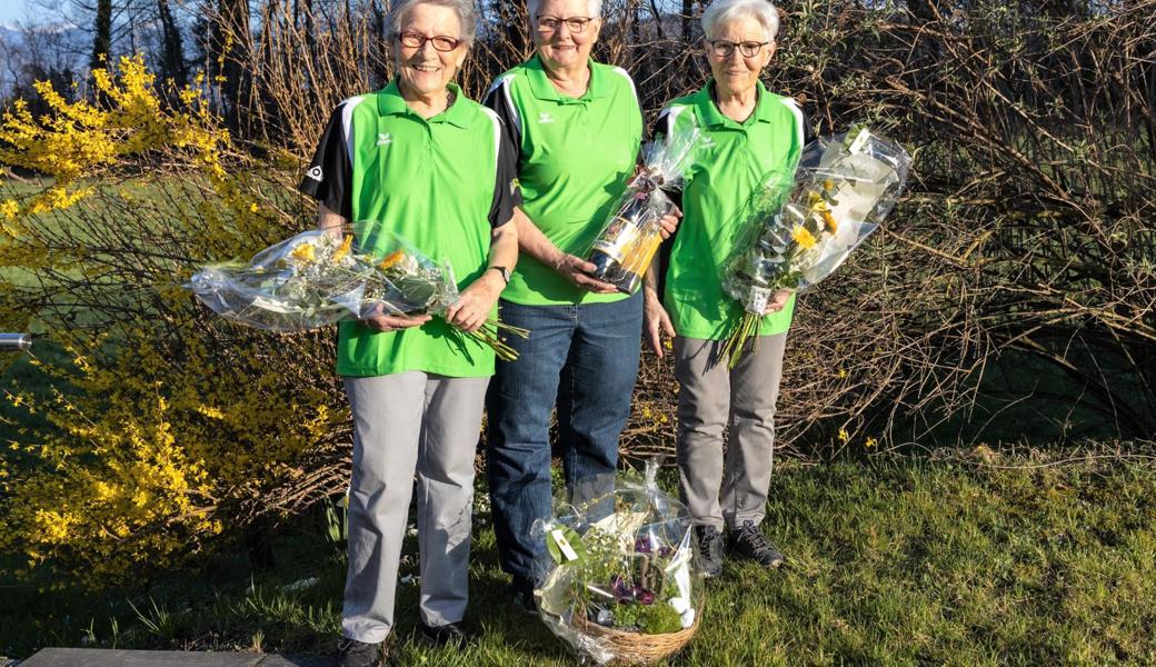 Die Jubilarinnen Lisbeth Brönimann, Marie Motzer und Vreni Thurnheer (von links).