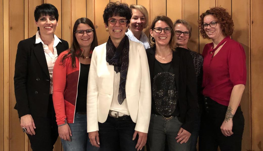 Der Vorstand mit den Neumitgliedern (v. l.): Andrea Gächter, Jeanine Kuratli (Neumitglied), Erna Baumgartner, Dagmar Blank, Regula Hohl (Neumitglied), Ursi Grob und Pascale Rechsteiner. 