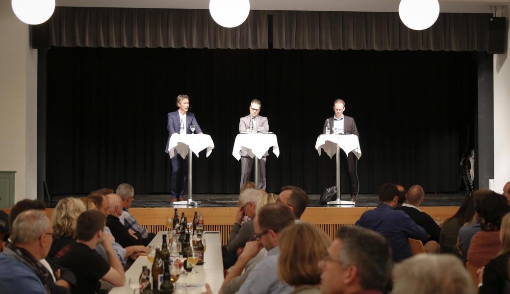 Felix Wüst (von links), Michael Fitzi und Werner Reifler zeigen sich vor dem zweiten Wahlgang nochmals von ihrer besten Seite. 