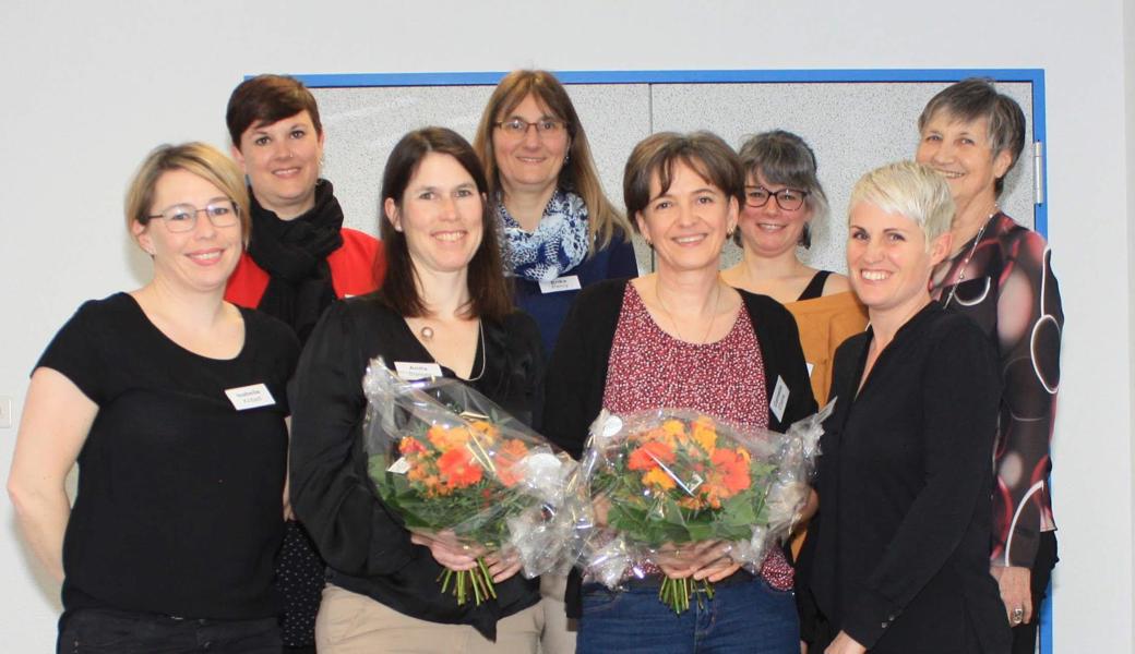 Der Vorstand des Frauenvereins (v. l.): Isabelle Kobelt, Sara Gabathuler, Anita Steiger (neu Aktuarin), Erika Percy, Cornelia Eberle (bisherige Aktuarin), Denise Moning, Petra Steiger und Lydia Rüesch. 